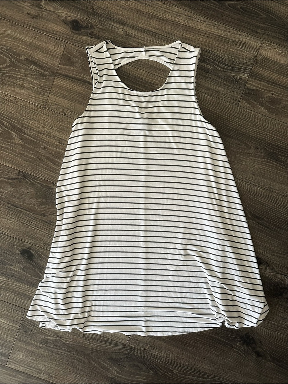 American Eagle Outfitters White and Black Striped Sleeveless Mini Dress
